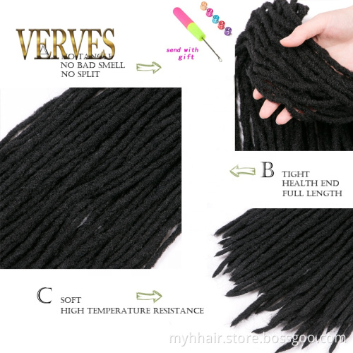 Soft Dreadlocks Synthetic Crochet Hair 12 strands/pcs Black Brown Crochet Braiding Hair For Women And Men 20'' Hair Piece